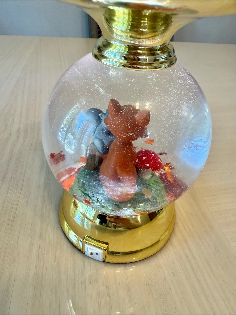 🦊 Bath & Body Works Autumn Fox Squirrel Snow Globe Candle Pedestal Woodland 🐿️